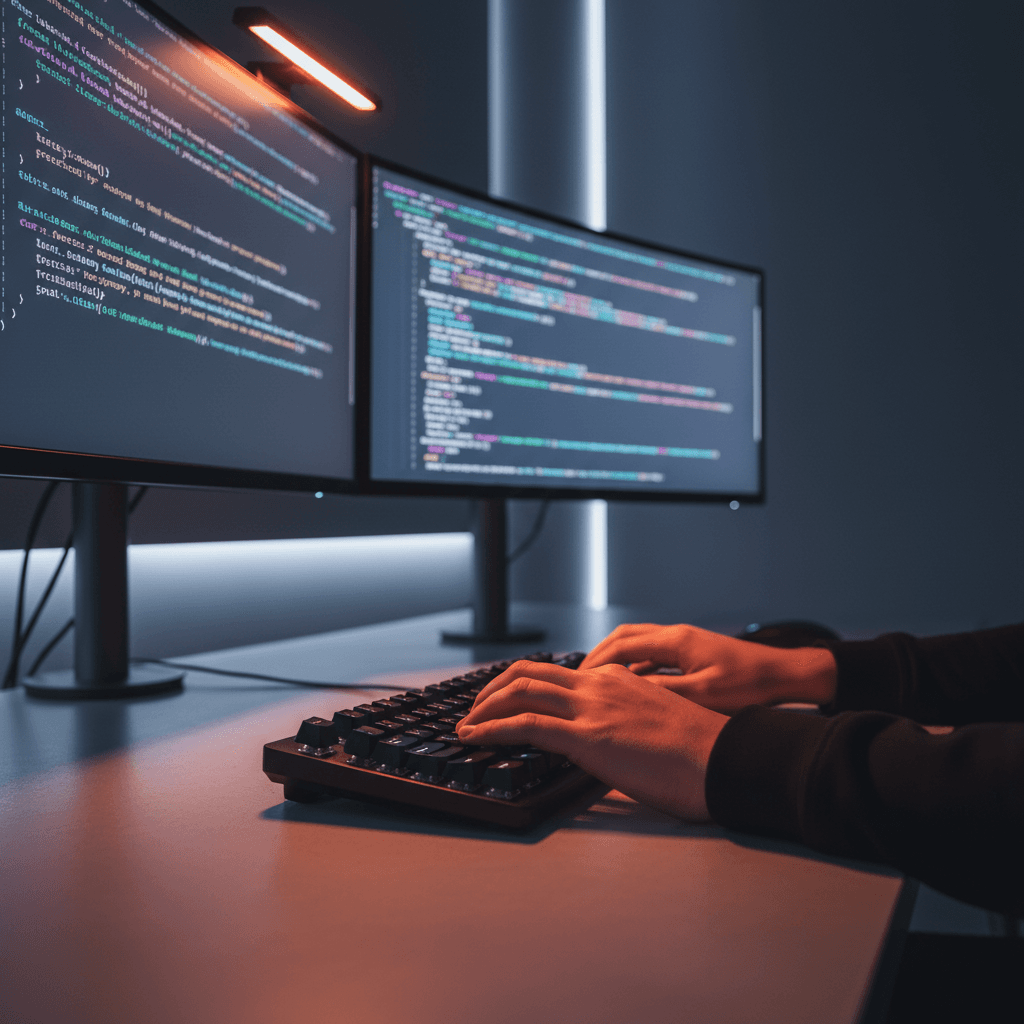 Desarrollador trabajando en código