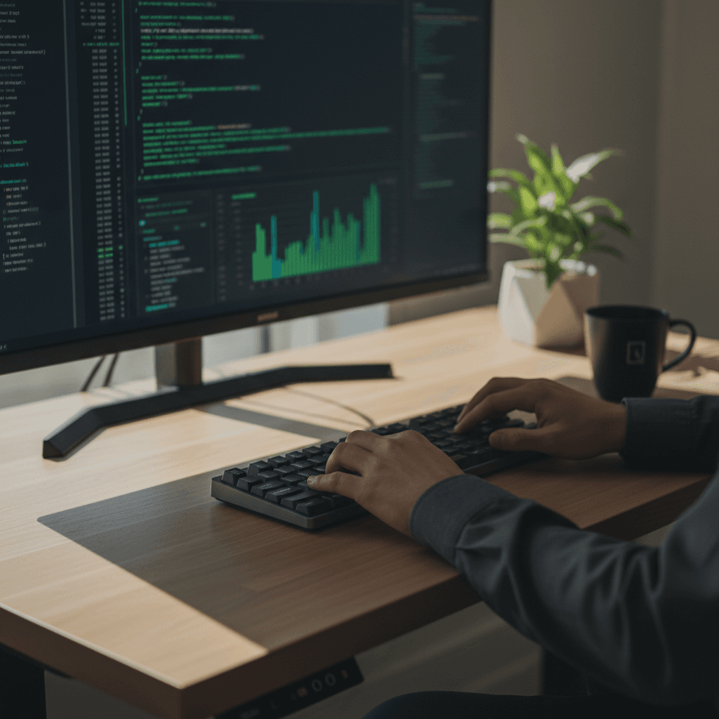 Desarrollador de software trabajando en código