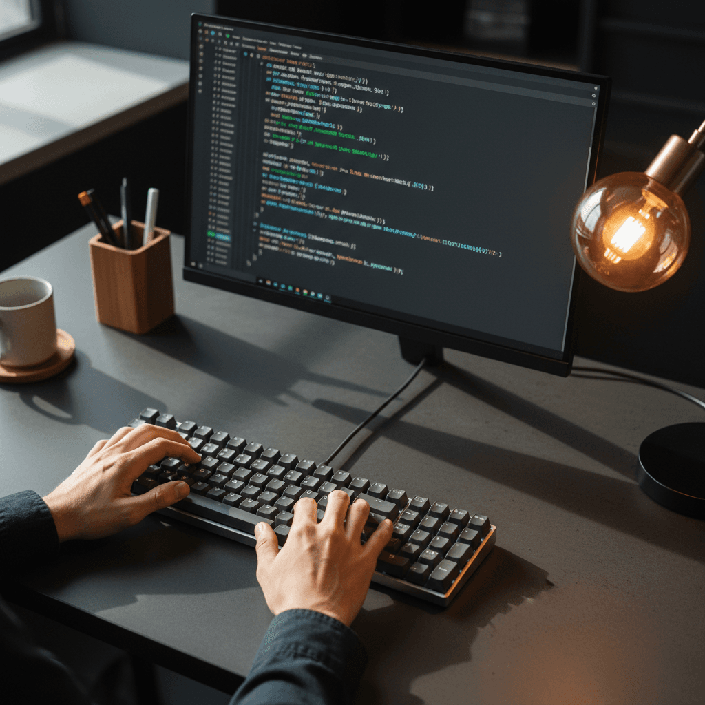 Desarrollador trabajando en soluciones de software